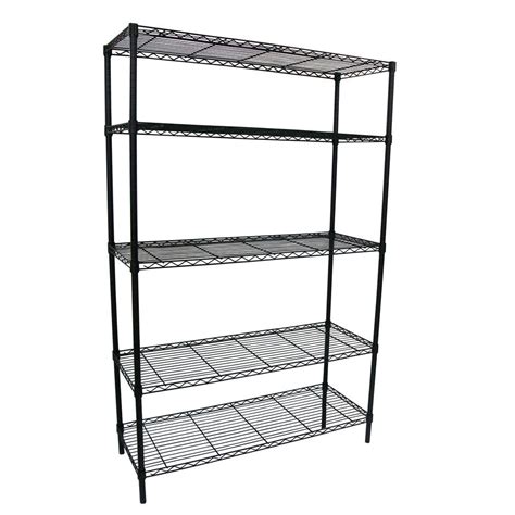 Hdx 5-tier steel wire shelving unit - HDX. 5-Tier Steel Wire Shelving Unit with Casters in Chrome (48 in. W x 72 in. H x 18 in. D) Compare. Exclusive. More Options Available $ 69. 98 (9985) HDX. 4-Tier Steel Wire Shelving Unit in Black (36 in. W x 54 in. H x 14 in. D) Shop this Collection. Compare. Exclusive. More Options Available